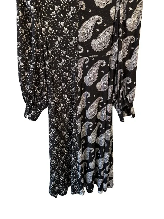 Ted Baker Black & White Mixed Paisley Midi Dress Size 2 Boho Designer Occasion - Picture 14 of 16